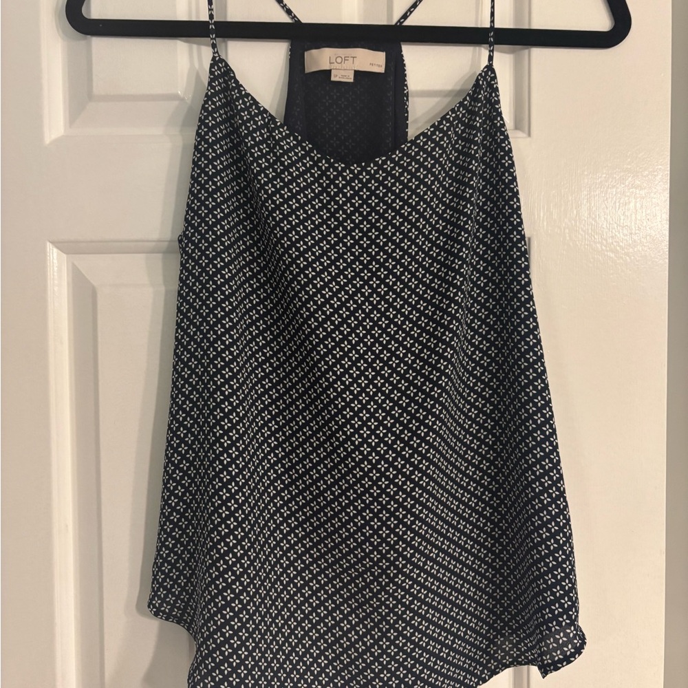 LOFT Navy and White Women's Tank